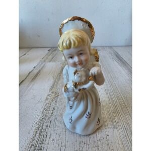 vintage ardalt girl cat Angel cherub figurine 6694 gold home decor religious